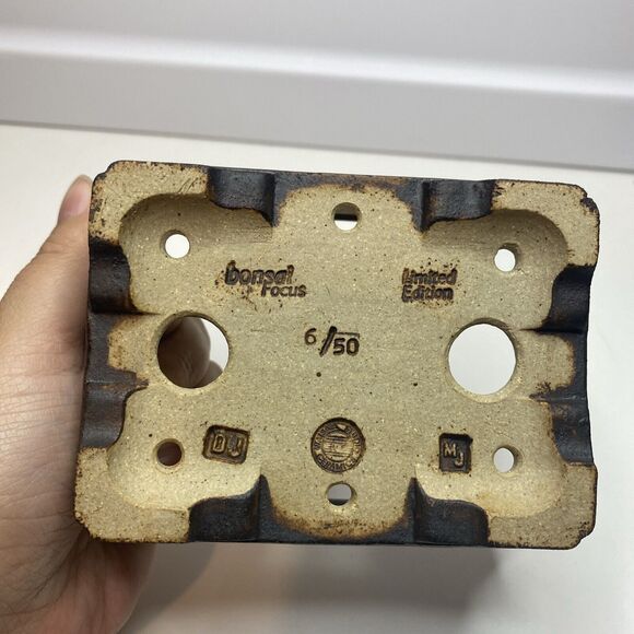 Bonsai Pot by WALSALL STUDIOS, England Crane pattern pale purple Glazed small sz - Picture 8 of 12